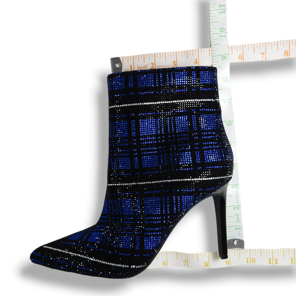 NWOB INC International Concepts Reisa Rhinestone Ankle Boots Sz. 6M Cobalt Plaid - Picture 9 of 9